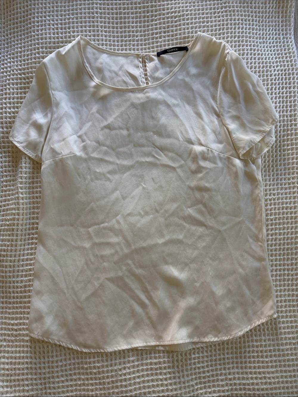 Quince Cream Short-Sleeve Silk Blouse